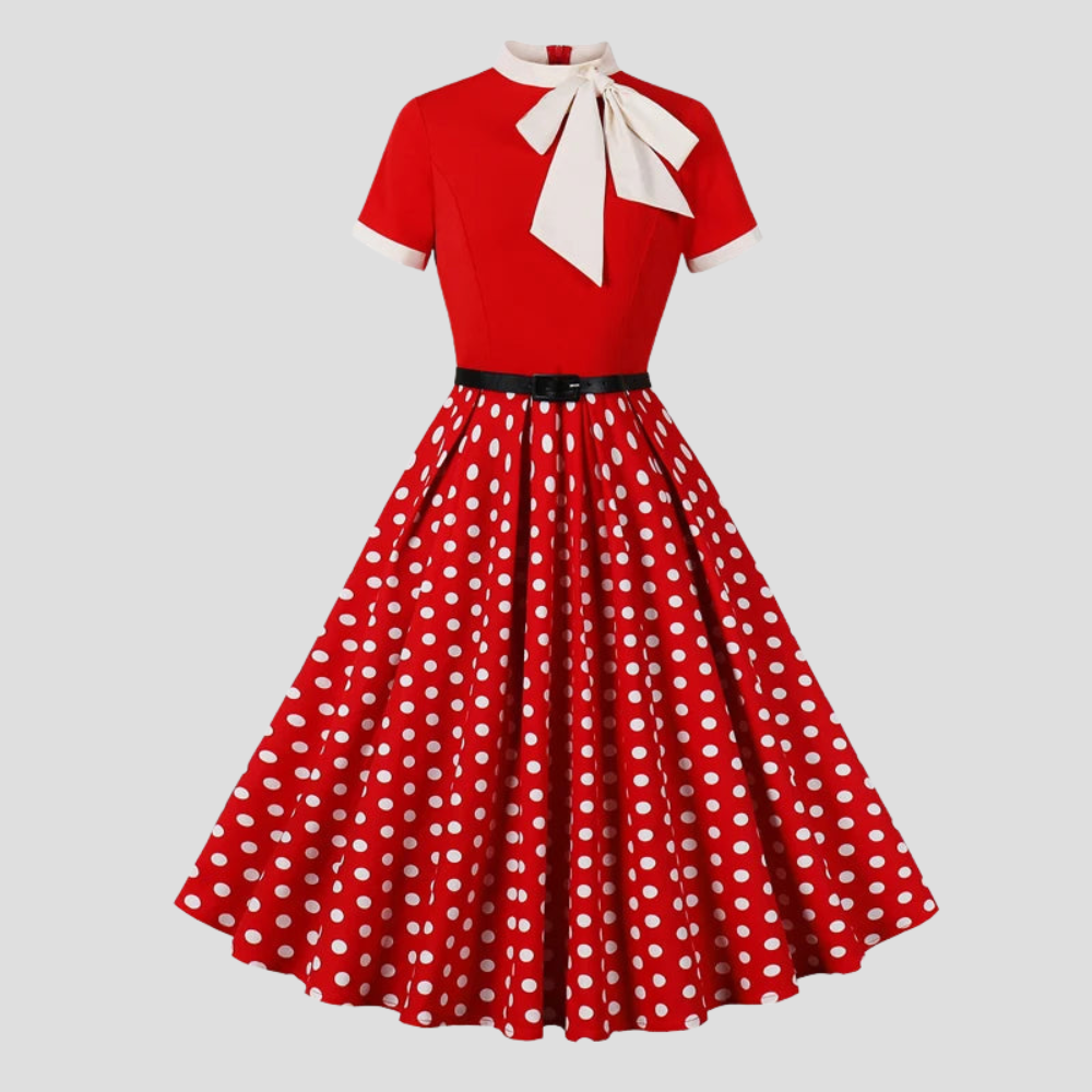 Women Polka Dot Vintage Swing Dress Elegant Summer Party