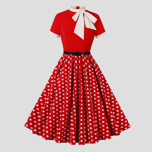 Women Polka Dot Vintage Swing Dress Elegant Summer Party