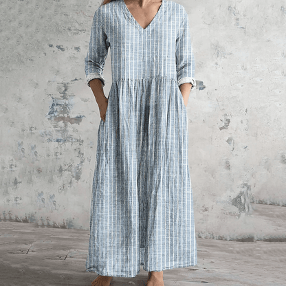 Gestreiftes Leinen-Maxikleid