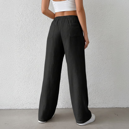 Loose Fit Casual Wide Linen Pants