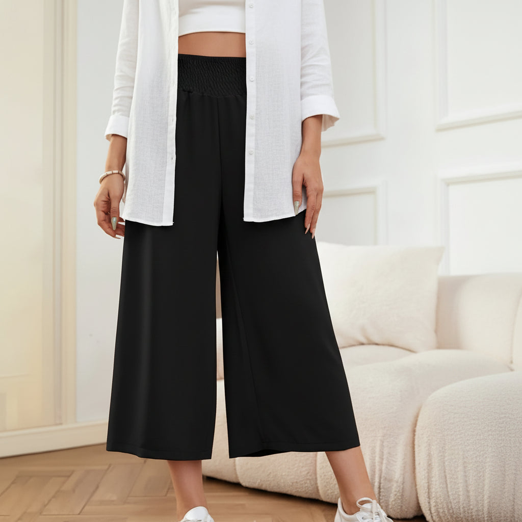 Elegante Cropped-Sommerhose mit weitem Bein