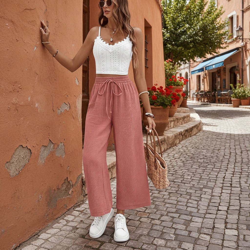 Leichte bedruckte Cropped-Hose