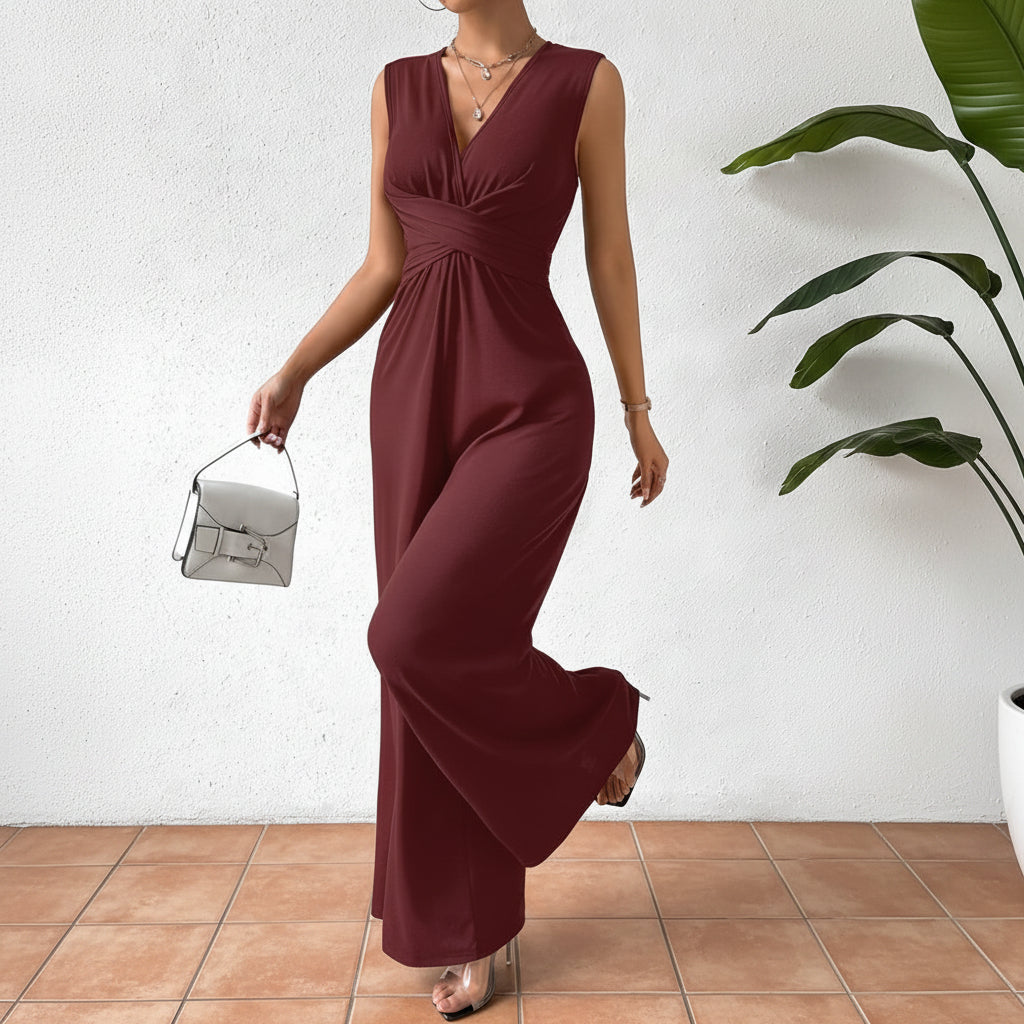 Essential Sleeveless Waist-Cinching Commuter Jumpsuit