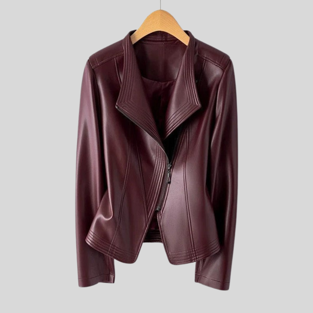 Women Jacket Asymmetrical Zip V Collar Casual Outerwear