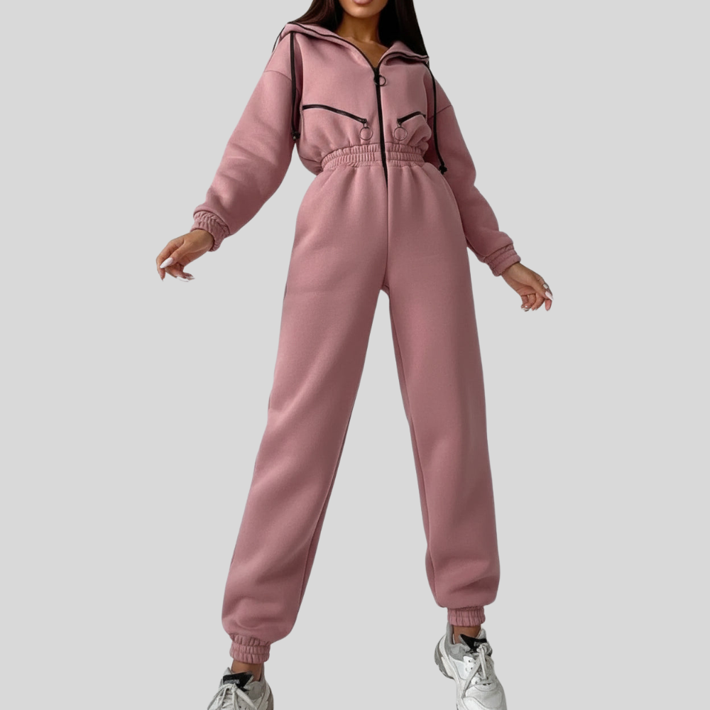 Women Long Sleeve Jumpsuit Lined Casual One Piece Outfit