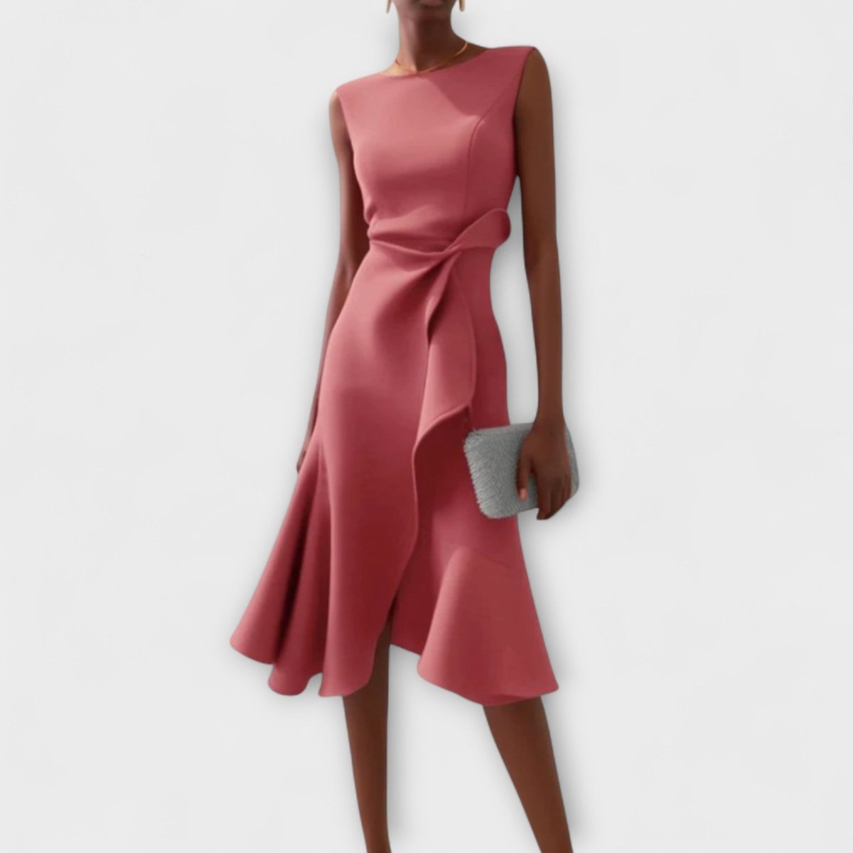 Elegant Sleeveless Midi Dress With Sculpted Fit