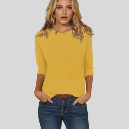 Damen Elegante Dreiviertelarm Bluse für Ausgehen Smart Casual Oberteil