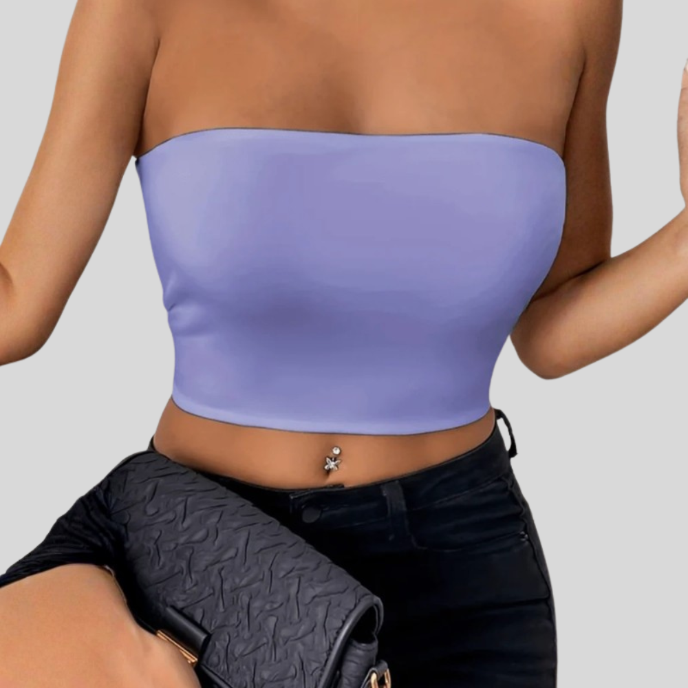 Women Bandeau Tube Top Strapless Slim Fit Summer Casual Outfit
