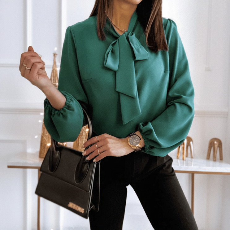 Bow Tie High Neck Blouse