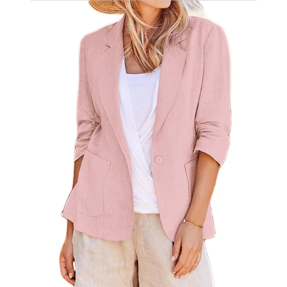 Women Loose Single Breasted Jacket With Collar And Pockets