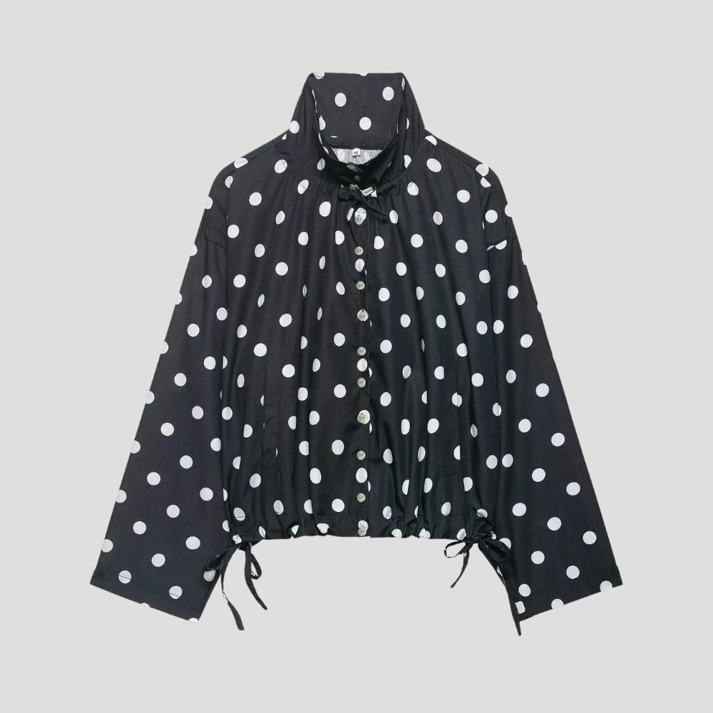 Women Polka Dot Jacket Long Sleeve Casual Short Coat