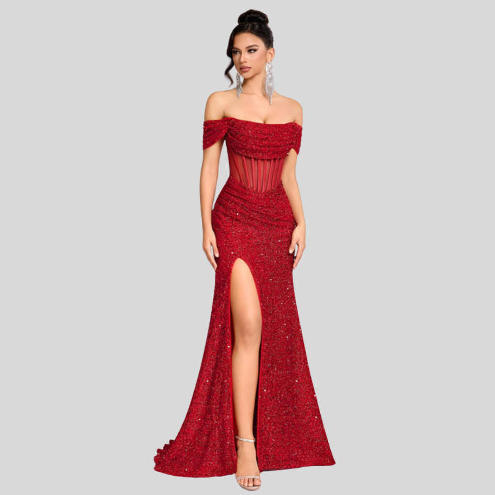 Vestido de Lentejuelas de Un Hombro
