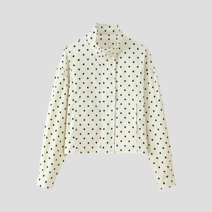 Damenjacke mit Polka-Dots, Stehkragen, Freizeitmantel