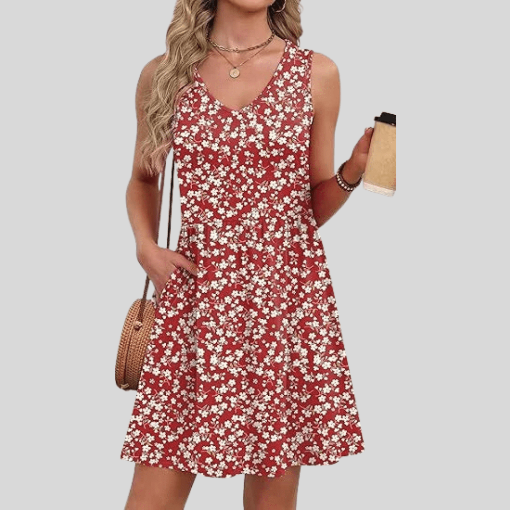Boho Printed Sleeveless Mini Dress With Flowy Fit