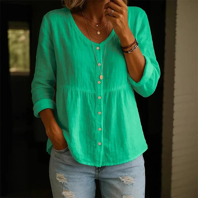 Women's Long Sleeve V Neck Casual Top