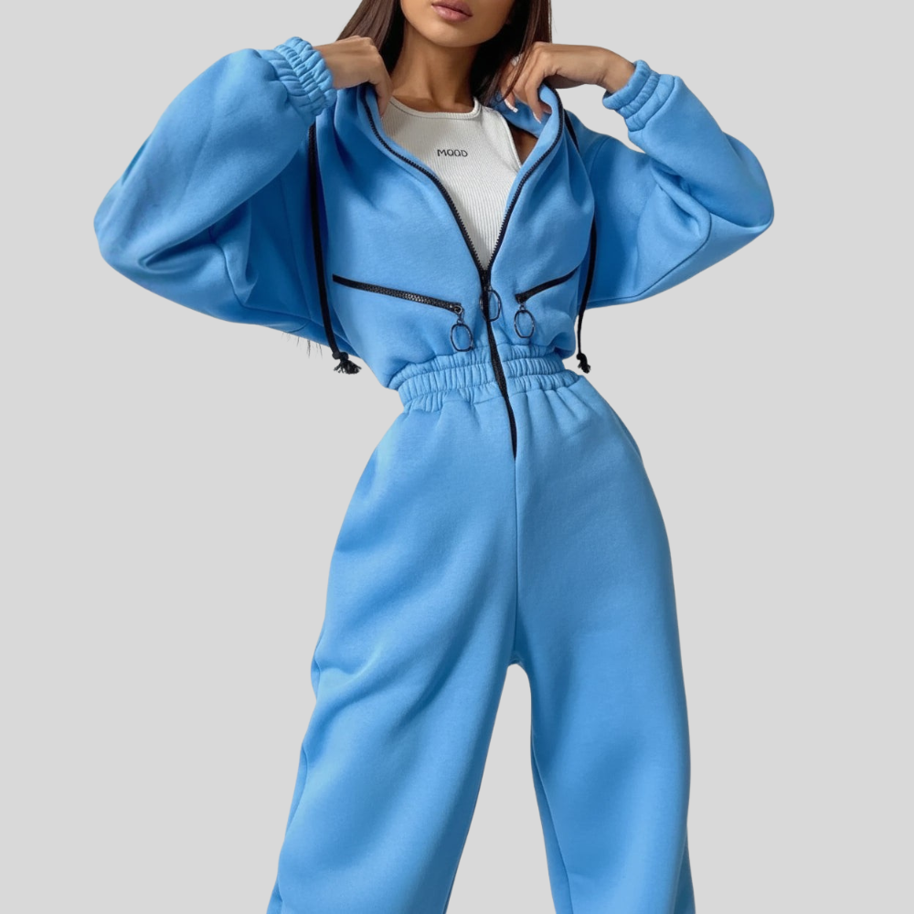 Women Long Sleeve Jumpsuit Lined Casual One Piece Outfit