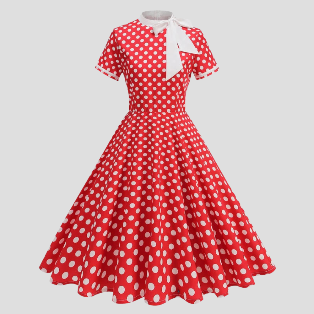 Women Polka Dot Vintage Swing Dress Elegant Summer Party