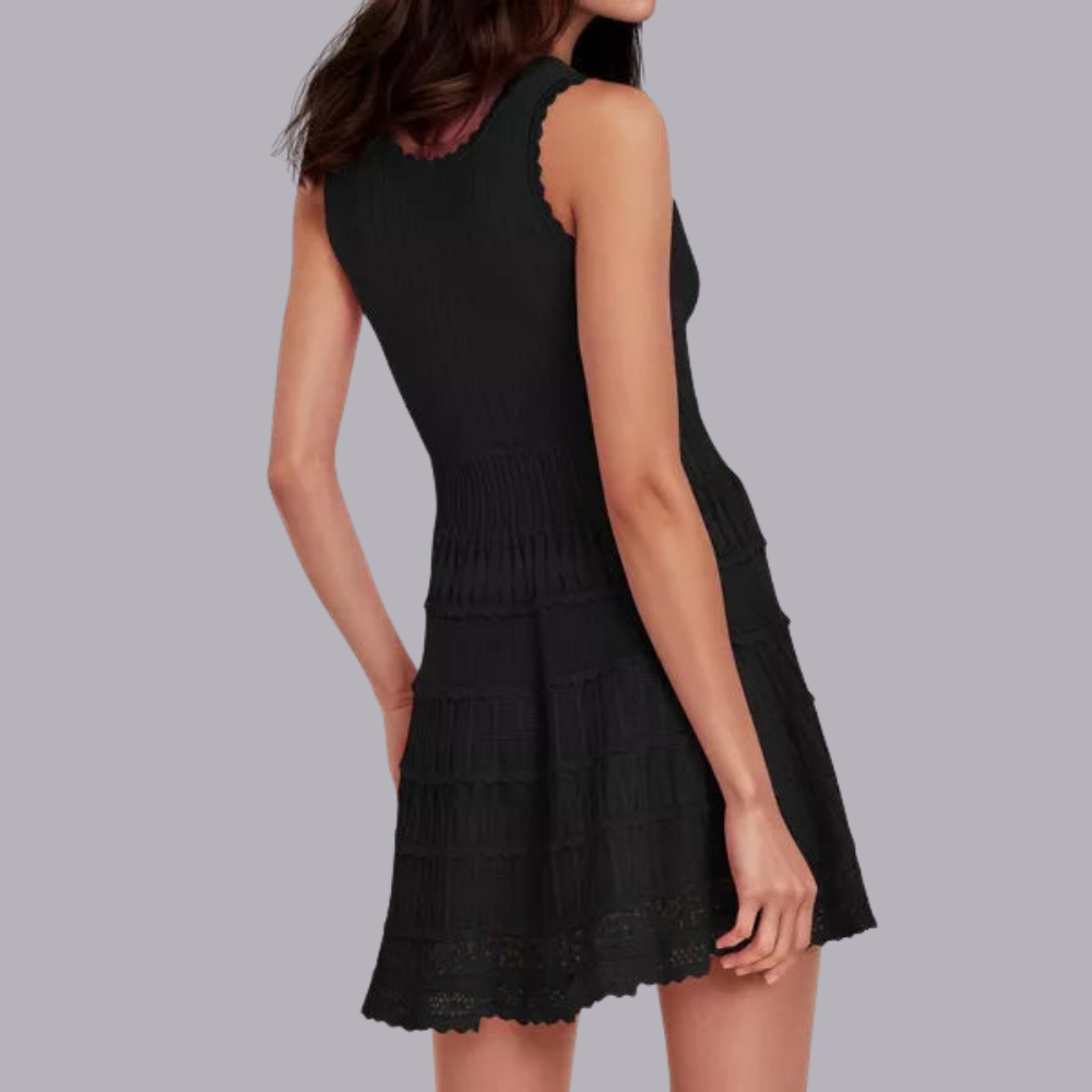 Damen Häkel-Saum Strick-Top Mini-Kleid Lässiges Sommeroutfit