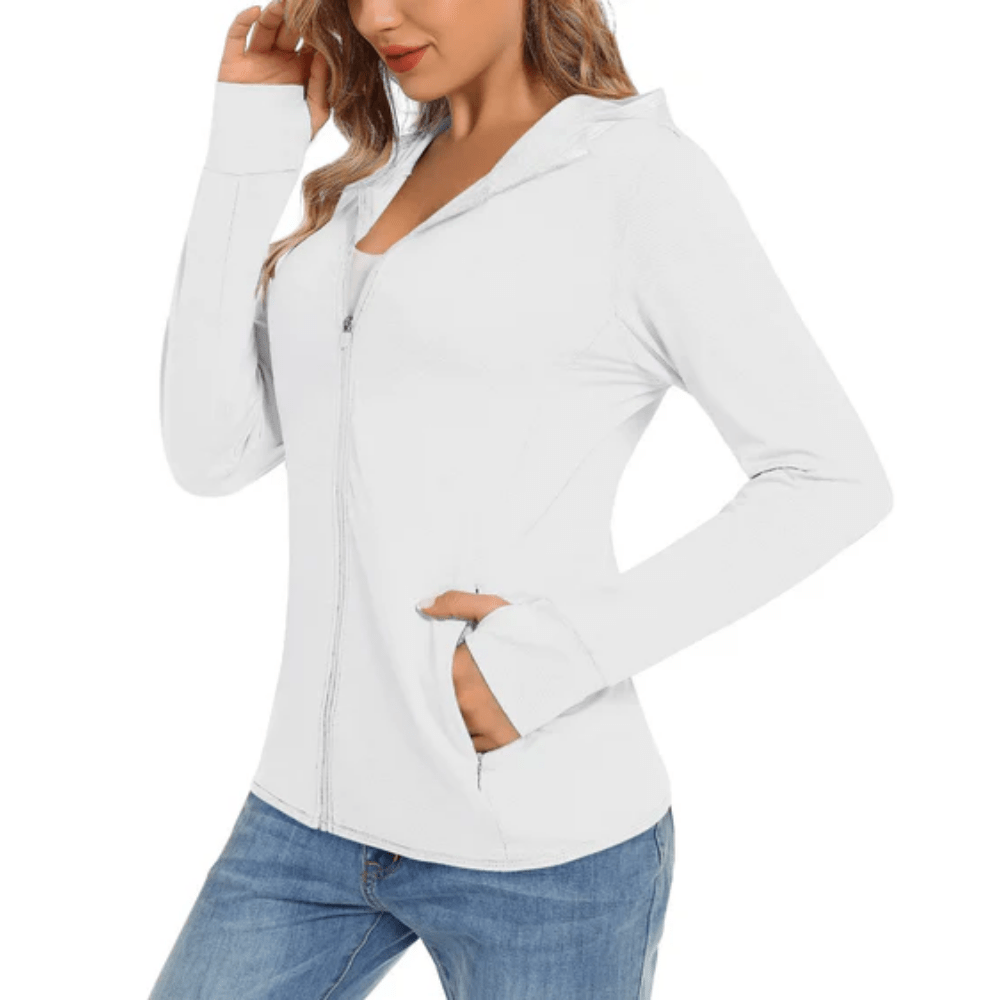 Lightweight Zip Up Hooded Sun Protection Jacket