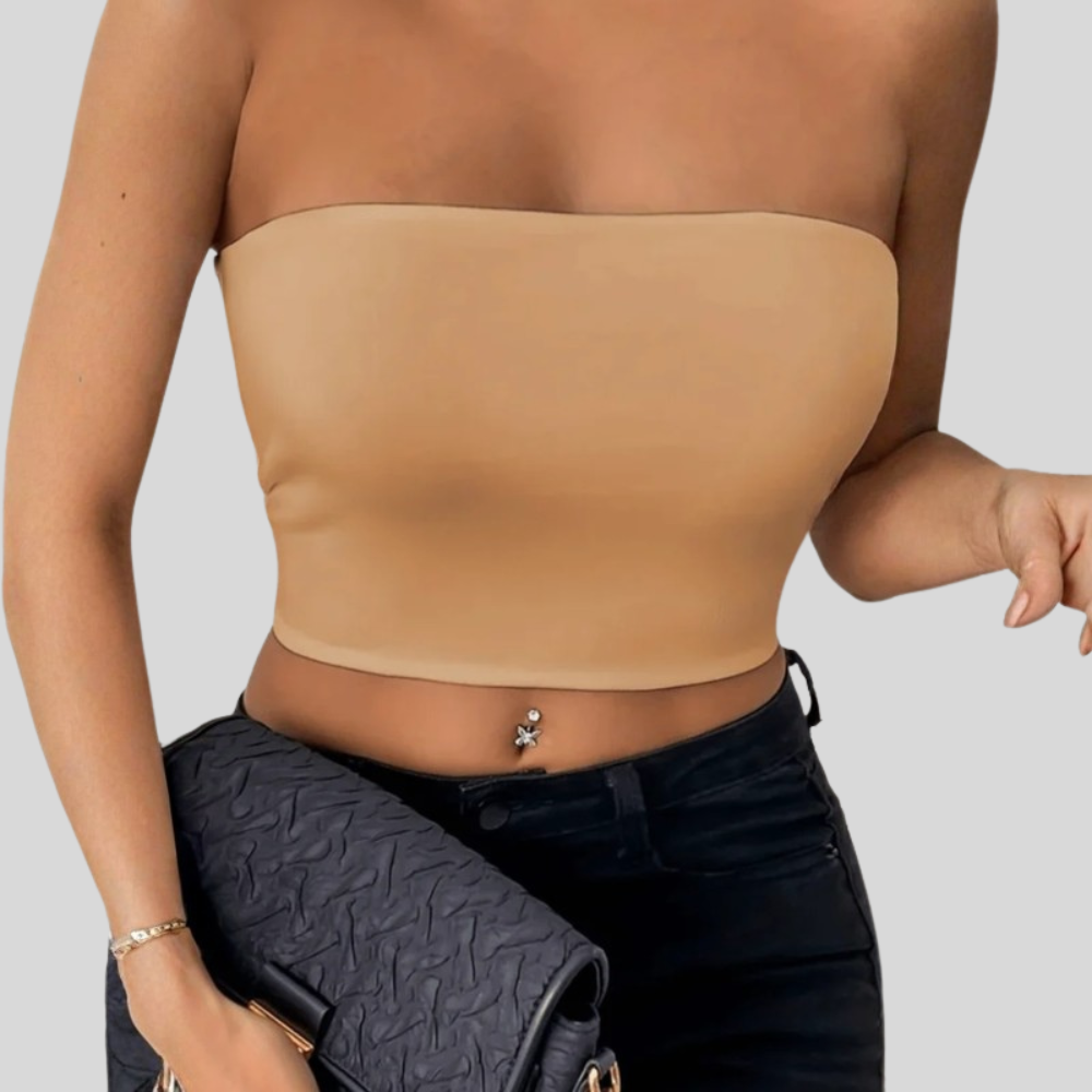 Women Bandeau Tube Top Strapless Slim Fit Summer Casual Outfit