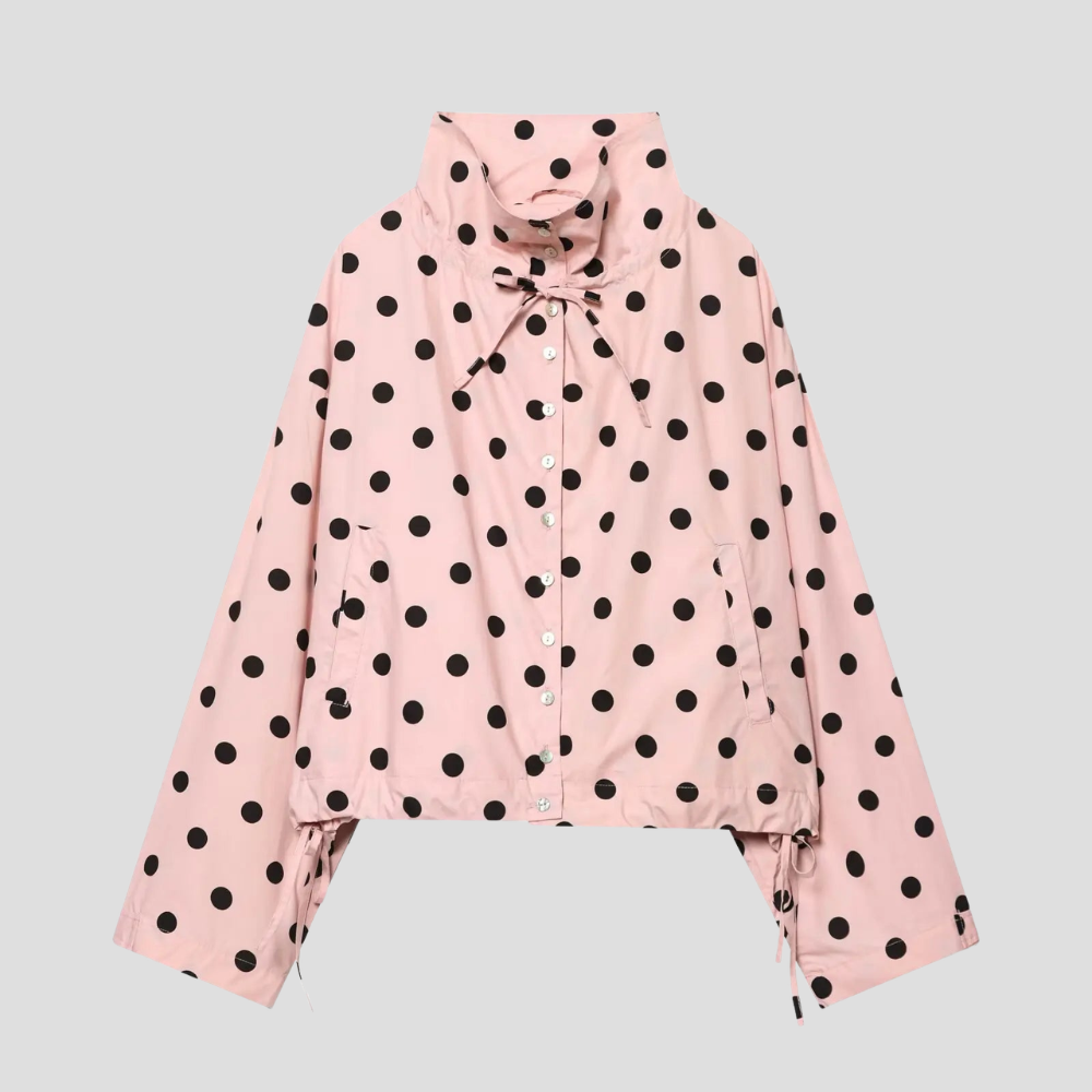 Women Polka Dot Jacket Long Sleeve Casual Short Coat