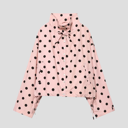 Damenjacke mit Polka-Dots, langärmlig, lässiger kurzer Mantel
