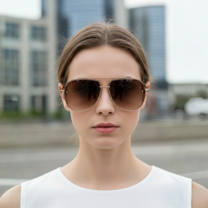 Damen Piloten-Sonnenbrille UV-Schutz Leichter Rahmen Für den Alltag