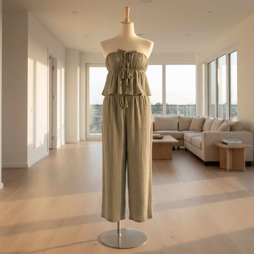 Tie Up Tube Top Pants Set
