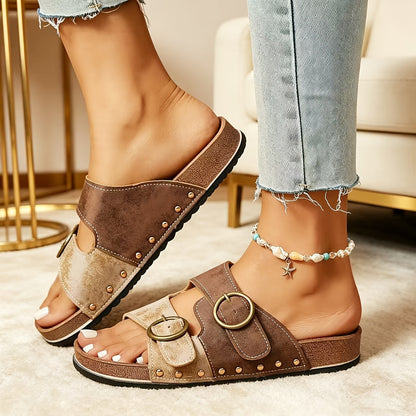 Bequeme Ledersandalen mit offenem Zehenbereich