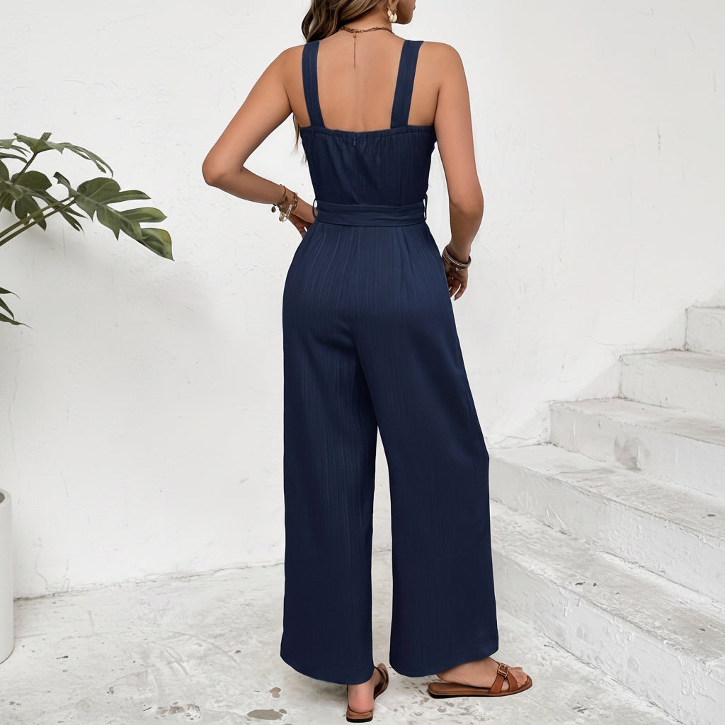 Sharp Solid Wide-Leg Set with Reinforced Seams