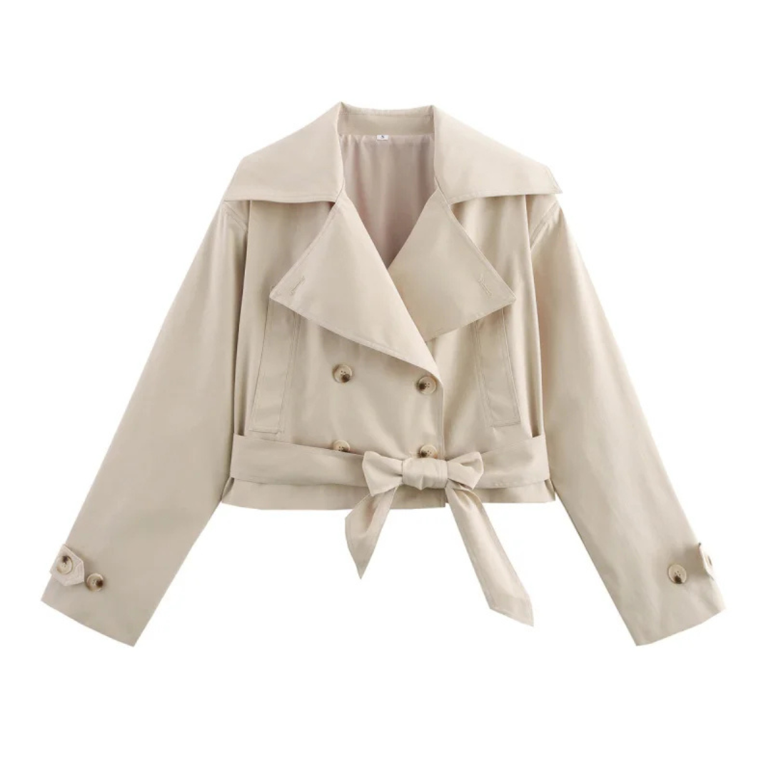 Kurz geschnittene Trenchcoat-Jacke mit Gürtel