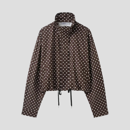 Damenjacke mit Polka-Dots, Stehkragen, Freizeitmantel