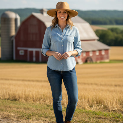 Chic Suede Wide-Brimmed Fedora Hat with Belt Accent