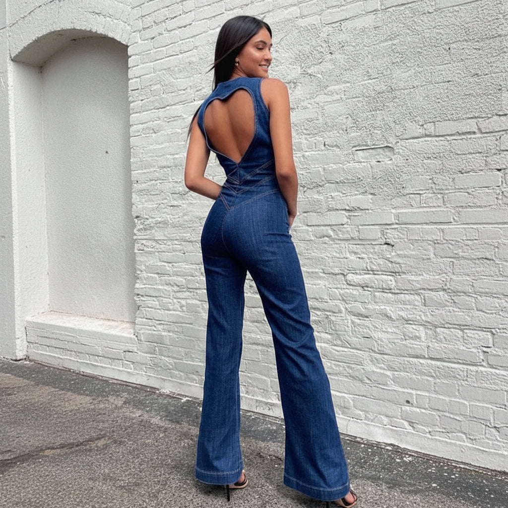 Glamorous Bodycon Jumpsuit with Sweetheart Neckline and Sleek Open Back