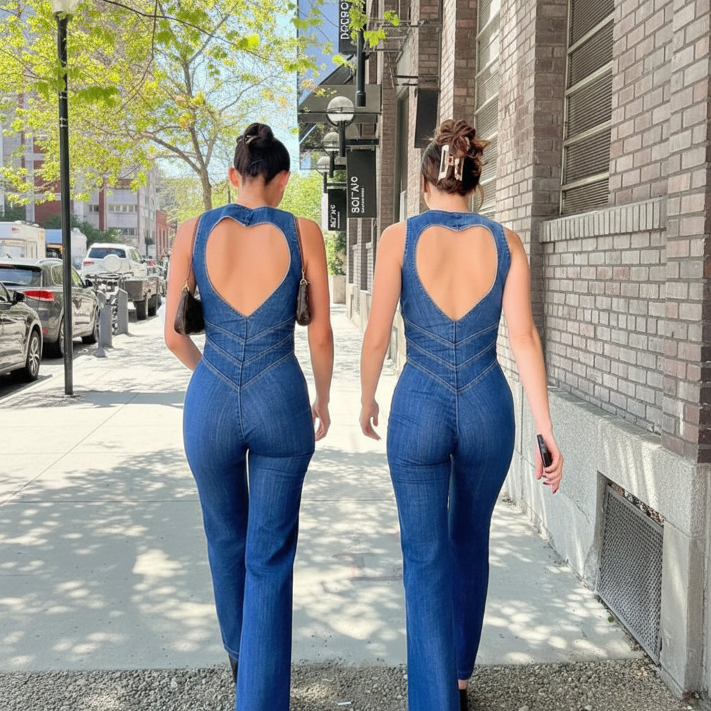 Glamorous Bodycon Jumpsuit with Sweetheart Neckline and Sleek Open Back