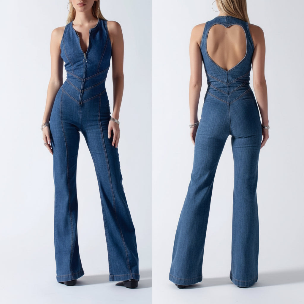 Glamorous Bodycon Jumpsuit with Sweetheart Neckline and Sleek Open Back