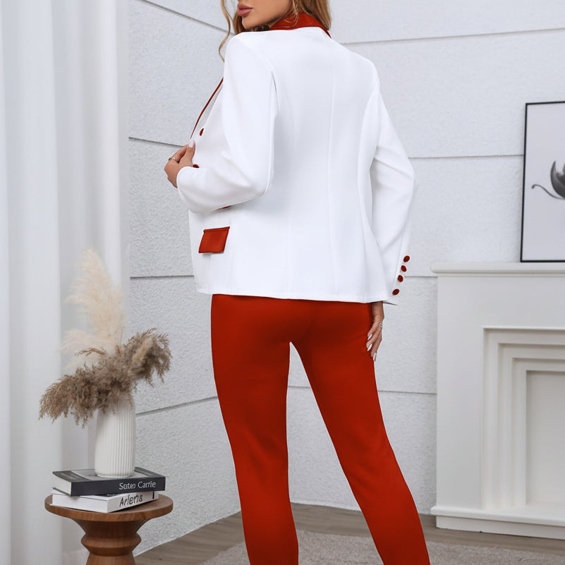 Stylisches Freizeit-Blazer- und Hosen-Set für moderne Übergangsmode