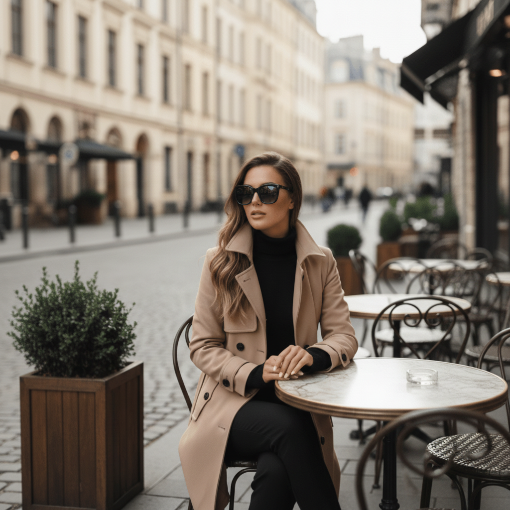 Sophisticated High Collar Trench Coat for Refined Seasonal Elegance