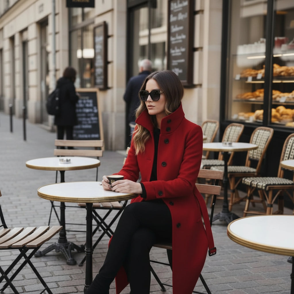 Sophisticated High Collar Trench Coat for Refined Seasonal Elegance