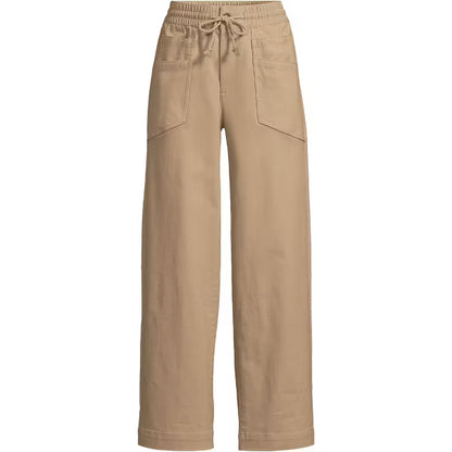 Women High Rise Straight Leg Drawstring Ankle Pants Casual Fit