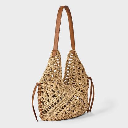 Women Straw Crochet Tassel Shoulder Bag Summer Beach Tote