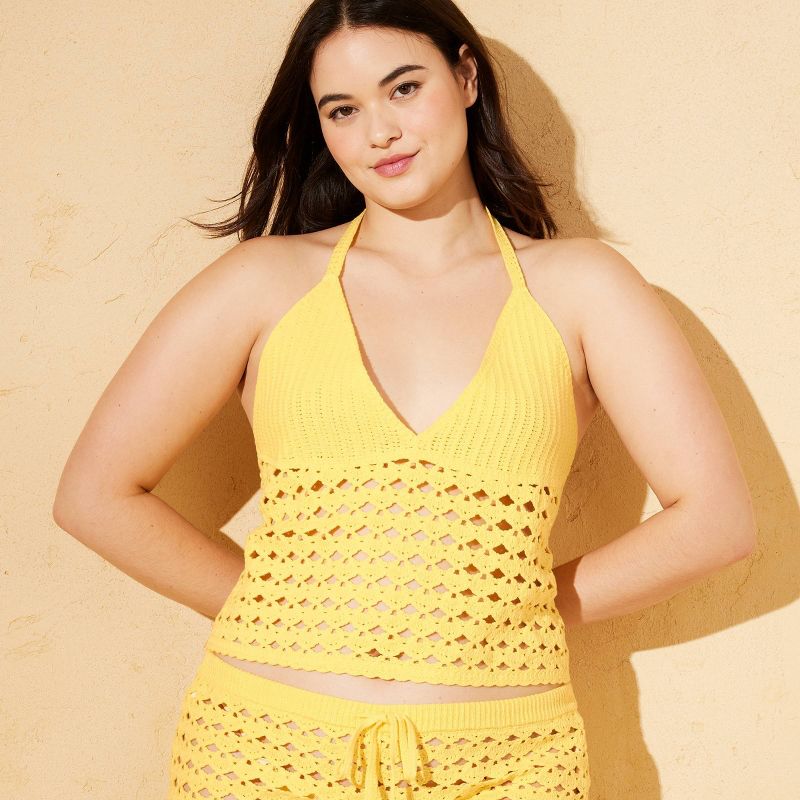 Damen Häkel-Top mit Neckholder und doppelter Rückenbindung, Strandbekleidung