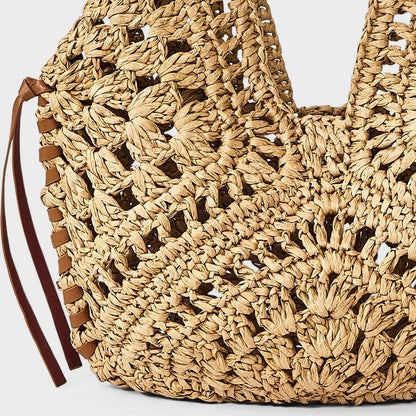 Women Straw Crochet Tassel Shoulder Bag Summer Beach Tote