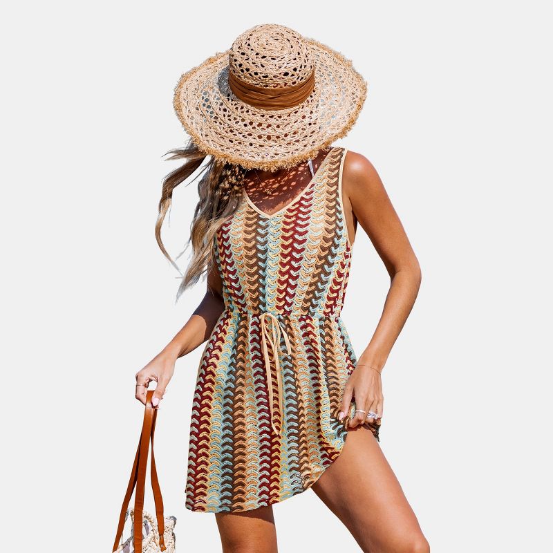 Damen A-Linien Häkel-Cover-up-Kleid Fließendes Strand-Sommeroutfit