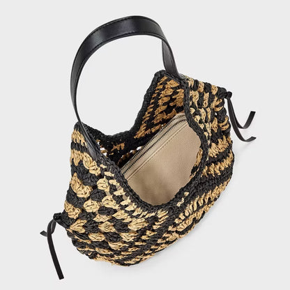 Women Straw Crochet Tassel Shoulder Bag Summer Beach Tote