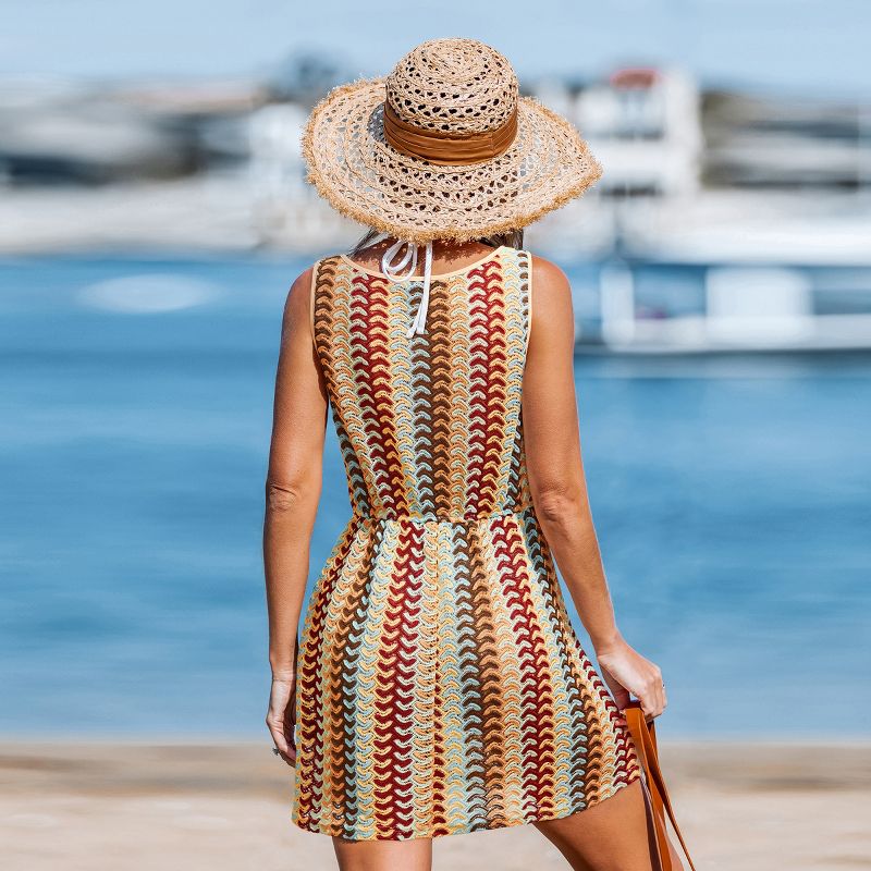 Damen A-Linien Häkel-Cover-up-Kleid Fließendes Strand-Sommeroutfit