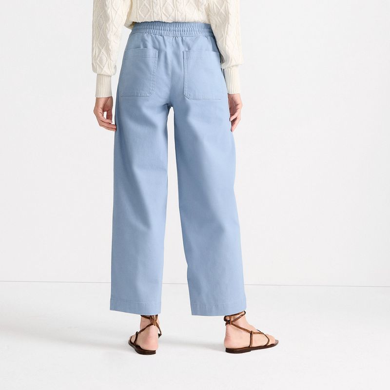 Damen High Waist Gerade Bein Kordelzug Knöchellange Hose Lässige Passform