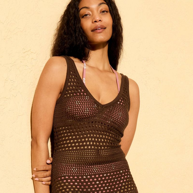 Damen Häkel-Badeüberwurf Mini-Kleid Leichtes Strandoutfit