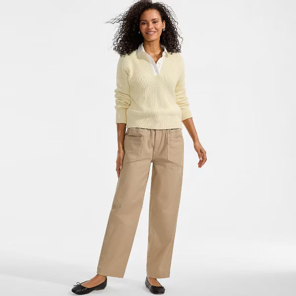 Damen High Waist Gerade Bein Kordelzug Knöchellange Hose Lässige Passform