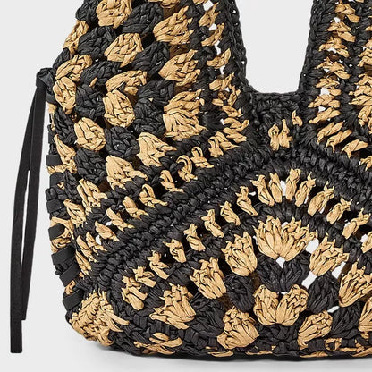 Women Straw Crochet Tassel Shoulder Bag Summer Beach Tote